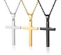 CERSLIMO Collana con ciondolo a forma di croce per uomo e donna, in acciaio inossidabile 316L, con catena da 55 + 5 cm, argento/oro/nero, regalo di Pasqua, per compleanno, Natale, giorno del