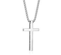 CERSLIMO Collana con croce per uomo e ragazzo inciso con versi della Bibbia 19:26 | Collana da uomo in acciaio inossidabile con croce ispiratrice per preghiera del Signore, religioso cristiano, Pasqua