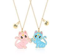 CERSLIMO Collana con scritta "Best Friend" per ragazze e bambine, collana magnetica con gatto portafortuna per 2 ragazze e bambine, idea regalo abbinata, regalo per migliore amica, compleanno, Natale