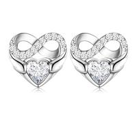 CERSLIMO Orecchini a forma di cuore, 10 mm, in argento 925, con zirconi AAA, infinito, per donne, fidanzate, ragazze, mamma, Zirconia cubica