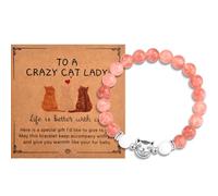 CERSLIMO Regali per donne e ragazze, braccialetti con perline con scritta "To A Crazy Cat Lady" - Regali per amanti dei gatti per donne e adolescenti, regalo carino a tema gatto per amanti dei gatti