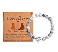 CERSLIMO Regali per donne e ragazze, braccialetti con perline con scritta "To A Crazy Cat Lady" - Regali per amanti dei gatti per donne e adolescenti, regalo carino a tema gatto per amanti dei gatti