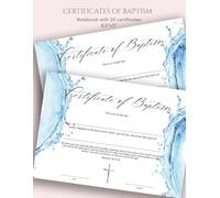 Certificate of Baptism: Baby Dedication Certificates | Water Baptism Christening Certificates Notebook with 20 Full Color Baptism Certificates, Fill-in-ready