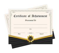 Certificati di realizzazione, certificati di premio nero e oro per studenti, cerimonia di laurea scolastica, certificati di completamento della scuola materna materna, 25 certificati di premio (ff02)