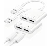 [Certificato Apple MFi] 2 adattatori per cuffie Dual Lightning per iPhone, splitter audio e supporto di ricarica, compatibile con tutti i sistemi iOS, compatibile con iPhone 14/13/12/11/XS/XR/8/7/6