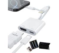 [Certificato Apple MFi] Adattatore HDMI Lightning e USB-C, adattatore AV digitale 2 in 1, uscita 4K a 60 Hz, ricarica rapida 100 W, Plug & Play, non richiede alimentazione, per iPhone, iPad, Samsung