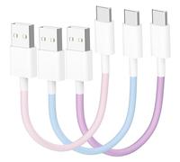 [Certificato Apple MFi] Caricabatterie multicolore per iPhone 16, confezione da 3, cavo corto USB-C da USB a tipo C, cavo intrecciato in nylon intrecciato compatibile con iPhone 16, 15, 12, Airpods