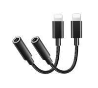 [Certificato Apple MFi] Confezione da 2 adattatori per cuffie iPhone da 3,5 mm, adattatore da Lightning a jack per auricolari da 3,5 mm, convertitore audio AUX per iPhone 14/13/12/11/11 Pro/XR/X/XS/8