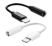 [Certificato Apple MFi] Confezione da 2 adattatori per cuffie iPhone da 3,5 mm, adattatore da Lightning a jack da 3,5 mm per auricolari Aux Audio Dongle Converter per iPhone 14/13/12/11/11 Pro/XR/X/XS