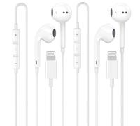 [Certificato Apple MFi] Confezione da 2 cuffie Lightning, auricolari cablati True Plug and Play per iPhone con microfono e controllo del volume, auricolari in-ear compatibili con iPhone 14 13 12 11