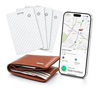 [Certificato Apple MFi] Confezione da 4 carte tracker per Apple Find My (solo iOS), Bluetooth ultra-sottile, GPS Tracker Card, IP68 impermeabile Smart Item Locator per portafoglio, passaporto, borse