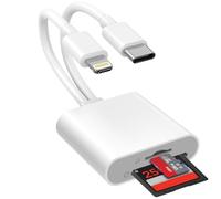 [Certificato Apple MFi] Lettore di schede SD a doppio slot per microSD/SD, adattatore di scheda SD per iPhone, iPad e Mac, lightbox TF a doppio connettore Lightning e USBC (2 Slot)