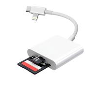 [Certificato Apple MFi] Lettore di schede SD per iPhone, iPad e Mac, Adattatore di scheda SD con doppio slot per microSD/SD, connettori Lightning e USB-C, scheda TF, fotocamera da caccia (2 slot)