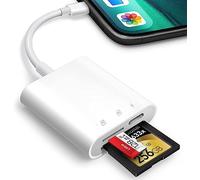 [Certificato Apple MFi] Lettore di Schede SD per iPhone, Lettore di Fotocamere SLR Lightning SD e Micro SD con Due Slot per Schede SD, SD Adattatore con Porta di Ricarica
