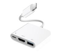 [Certificato Apple MFi] Light-ning Digital AV Adapter Hub per iPhone iPad, 3 in 1 Light-ning Hub con uscita HDMI, USB OTG e porta di ricarica, supporta video, app, foto, giochi, schermo mirroring