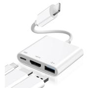 [Certificato Apple MFi] Light-ning Digital AV Adapter Hub per iPhone iPad, 3 in 1 Light-ning Hub con uscita HDMI, USB OTG e porta di ricarica, supporta video, app, foto, giochi, schermo mirroring