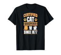 Certificato Cat Whisperer Since 1977 Cat Theme Birthday Year Maglietta