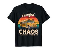 Certificato Chaos Trasporto Tecnico Scuolabus Driver Divertente Maglietta
