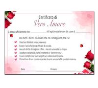 Certificato d’Amore Vero - Regalo romantico e personalizzabile per San Valentino, coppie, fidanzati, marito e moglie