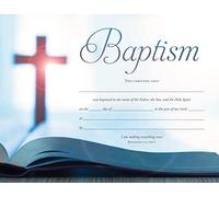 Certificato di Battesimo - Bibbia e Croce - NIV - 8,5 X 27,9 cm - (Pacchetto da 6)..