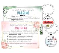 Certificato Madrina e Padrino, Diploma scelta come MADRINA e PADRINO Vuoi Essere la Mia Madrina/Padrino, Regalo Battesimo Bimbo Bimba, Personalizzato Biglietti + Portachiavi Battesimo Decorazione