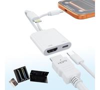[Certificato MFi] Adattatore USB-C e Lightning a HDMI per iPhone 17/16/15 per televisore/proiettore, convertitore AV digitale 4K a 60Hz Adattatore da iPad a TV, Apple Lightning a HDMI per iPad/MacBook
