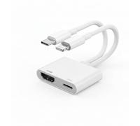 [Certificato MFi] Adattatore USB-C e Lightning a HDMI per iPhone, 4K @ 60Hz Sync Screen Apple to Digital AV Adapter con porta di ricarica da 100 W per iPhone 17/16/15/iPad/MacBook a HDTV/proiettore