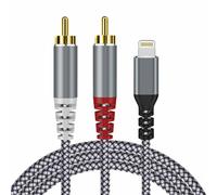 [Certificato MFi] Compatibile con adattatore audio da Lightning a RCA, cavo da iOS a 2RCA da 4 piedi splitter stereo a Y ad alta fedeltà per i-Phone/i-Pad per auto, stereo domestico, altoparlante,