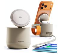 Certificato MFi da Apple, stazione di ricarica wireless 4 in 1 Mag, Qi2 15 W per iPhone 17/16/15/14/13/12 serie, iWatch, Airpods, iPad, caricatore da 65 W incluso