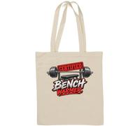 Certified Strength Enthusiast Bench Press Design Natural Cotton Tote Bag Bianco