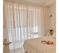 CERTNKI Tenda in crema bianca con fiori tridimensionali, velo semi-trasparente, per camera da letto, elegante trattamento della finestra, Hook up, H137xB117cm