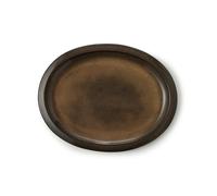 CERTRE - Sottovaso Bonsai Ovale in Gres, Made in Italy, Colore Crema Catalana Chiara (Smaltato)| Misure esterne 16x12x1,5 cm