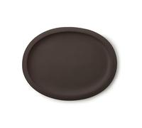 CERTRE - Sottovaso Bonsai Ovale in Gres, Made in Italy, Colore Marrone (Gres)| Misure esterne 16x12x1,5 cm