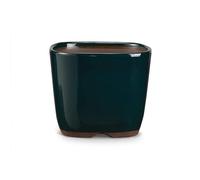 Certrè - Vaso Bonsai Alto in Gres, Modello Genova, Made in Italy, Colore Verde Scuro (Smaltato)| Misure esterne 15x15x13 cm