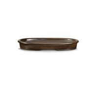 CERTRE - Vaso Bonsai Ovale in Gres, Modello Pisa, Made in Italy, Colore Crema Catalana Chiara (Smaltato)| Misure esterne 33,5x21x4,5 cm