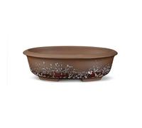 CERTRE - Vaso Bonsai Ovale in Gres, Modello Treviso, Made in Italy, Colore Maculato Rosso (Gres)| Misure esterne 33x26x8,5 cm