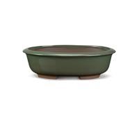 Certrè - Vaso Bonsai Ovale in Gres, Modello Treviso, Made in Italy, Colore Verde Palude (Smaltato)| 33x26x8,5 cm