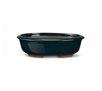 Certrè - Vaso Bonsai Ovale in Gres, Modello Treviso, Made in Italy, Colore Verde Scuro (Smaltato)| 33x26x8,5 cm