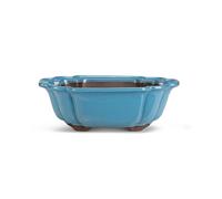 CERTRE - Vaso Bonsai Ovale in Gres, Modello Trieste, Made in Italy, Colore Azzurro Cielo (Smaltato)| Misure esterne 27x20x9 cm
