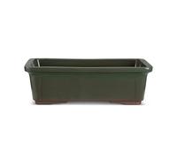 CERTRE - Vaso Bonsai Rettangolare in Gres, Modello Torino, Made in Italy, Colore Verde Palude (Smaltato)| Misure esterne 38,5x28x12 cm