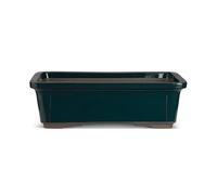 CERTRE - Vaso Bonsai Rettangolare in Gres, Modello Torino, Made in Italy, Colore Verde Scuro (Smaltato)| Misure esterne 38,5x28x12 cm