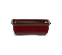 CERTRE - Vaso Bonsai Rettangolare in Gres, Modello Venezia, Made in Italy, Colore Rosso (Smaltato)| Misure esterne 24x18x7 cm