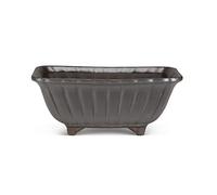 Certrè - Vaso Bonsai Rettangolare in Gres, Modello Verona, Made in Italy, Colore Tortora (Smaltato)| 20x15,7x8,9 cm