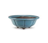 CERTRE - Vaso Bonsai Rotondo in Gres, Modello Bologna, Made in Italy, Colore Azzurro Cielo (Smaltato)| Misure esterne 19x7,1 cm