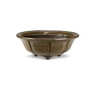 Certrè - Vaso Bonsai Rotondo in Gres, Modello Bologna, Made in Italy, Colore Salvia (Smaltato)| 35,1x13 cm