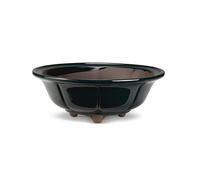CERTRE - Vaso Bonsai Rotondo in Gres, Modello Bologna, Made in Italy, Colore Verde Scuro (Smaltato)| Misure esterne 19x7,1 cm