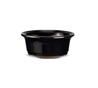 CERTRE - Vaso Bonsai Rotondo in Gres, Modello Rimini, Made in Italy, Colore Blu Scuro (Smaltato)| Misure esterne 15x6 cm