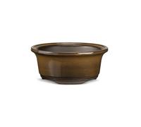 CERTRE - Vaso Bonsai Rotondo in Gres, Modello Rimini, Made in Italy, Colore Crema Catalana Chiara (Smaltato)| Misure esterne diametro 38 cm x altezza 11 cm
