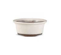 CERTRE - Vaso Bonsai Rotondo in Gres, Modello Rimini, Made in Italy, Colore Panna (Smaltato)| Misure esterne diametro 20,8 cm x altezza 7 cm