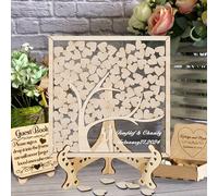 Certykllp Albero personalizzato Libro degli ospiti di nozze Alternativa Albero della Vita Libro degli ospiti di nozze Albero & Cuore Libro degli ospiti Alternativa Libro degli ospiti di nozze